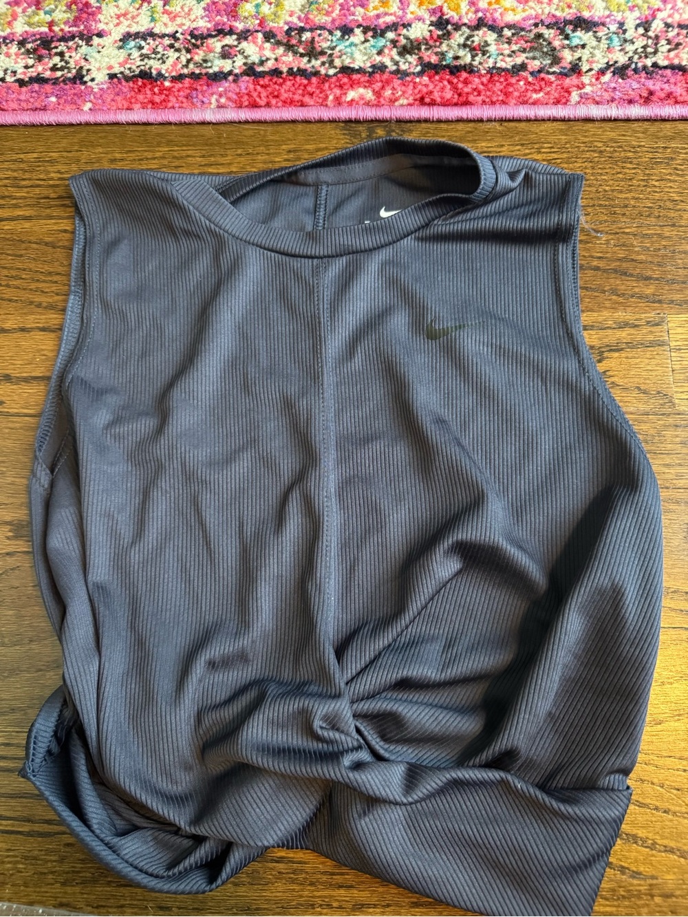 Nike Women's Black Ribbed Twist-Front Tank size Medium